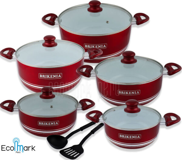 Set de Ollas Cerámico BR-232CV  X2 Antiadherente Brikenia 10Pc