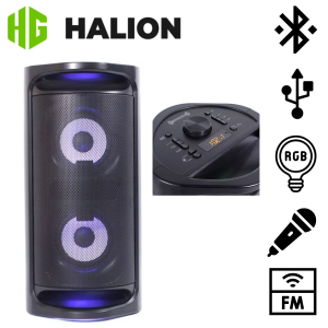 HALION | Parlante Portátil Halion HA-R63 150 W Recargable USB BT AUX Luces RGB