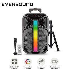 Parlante Portátil Eversound Lyrico EV 6000T Woofer de 12 pulgadas + Trípode